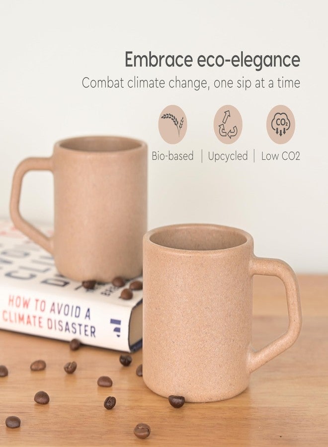 Eha Earth-Friendly Comfy Coffee Cup Set of 6 | 200 ml | Made with Rice Husk & Bamboo Fibers | Microwave Safe | for Hot & Cold Coffee Mug, Tea & Milk | Natural Matte Finish | Tortilla - Image 3